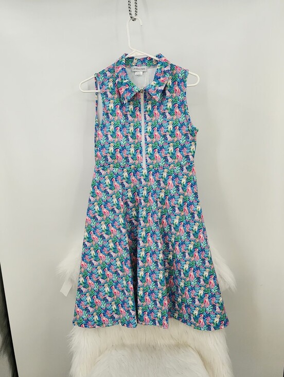 southern sussies Dresses & Skirts - Sleeveless Blue Puppy-Print Activewear Dress Front Zip W Shorts Tennis Beachy